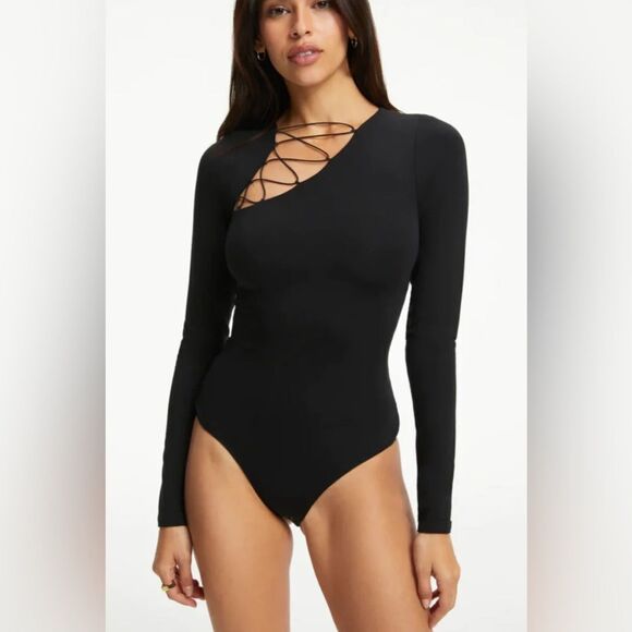 Good American Good Touch Shoulder Lace Bodysuit - Picture 1 of 12
